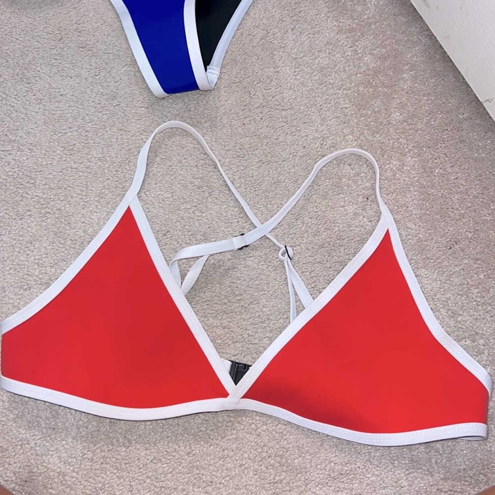 hoaka swim wear neoprene bikini top in red